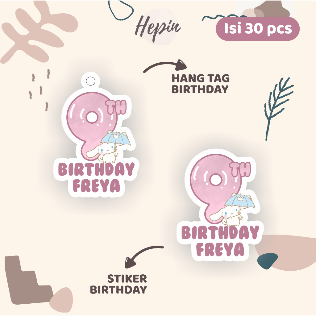 

(30pcs) Hang tag & stiker ulang tahun tema CINNAMOROLL part 2 lucu/sanrio/diecut /label tag ulang tahun murah/hang tag ulang tahun/tag souvenir ulang tahun/stiker nama ualang tahun/diecut stiker&t ag