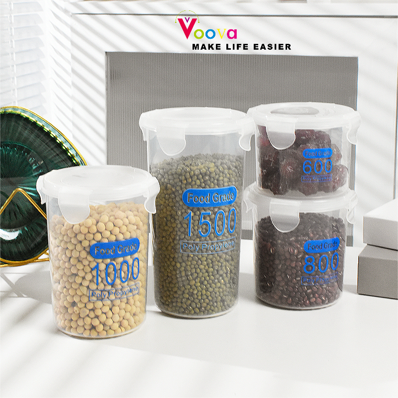 VOOVA Fullset Toples Tabung Isi 4 Pcs/ Toples Serbaguna Dengan Takaran/ BPA Free/ Food Grade