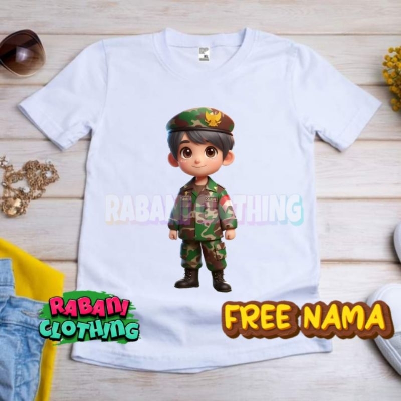 baju anak motip gambar 3D tentara kecil kaos anak
