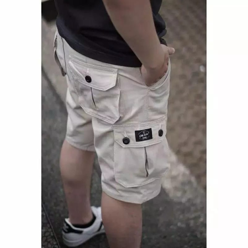 Celana Pendek Cargo Pria Bahan Stretch Melar Kain Tebal Premium