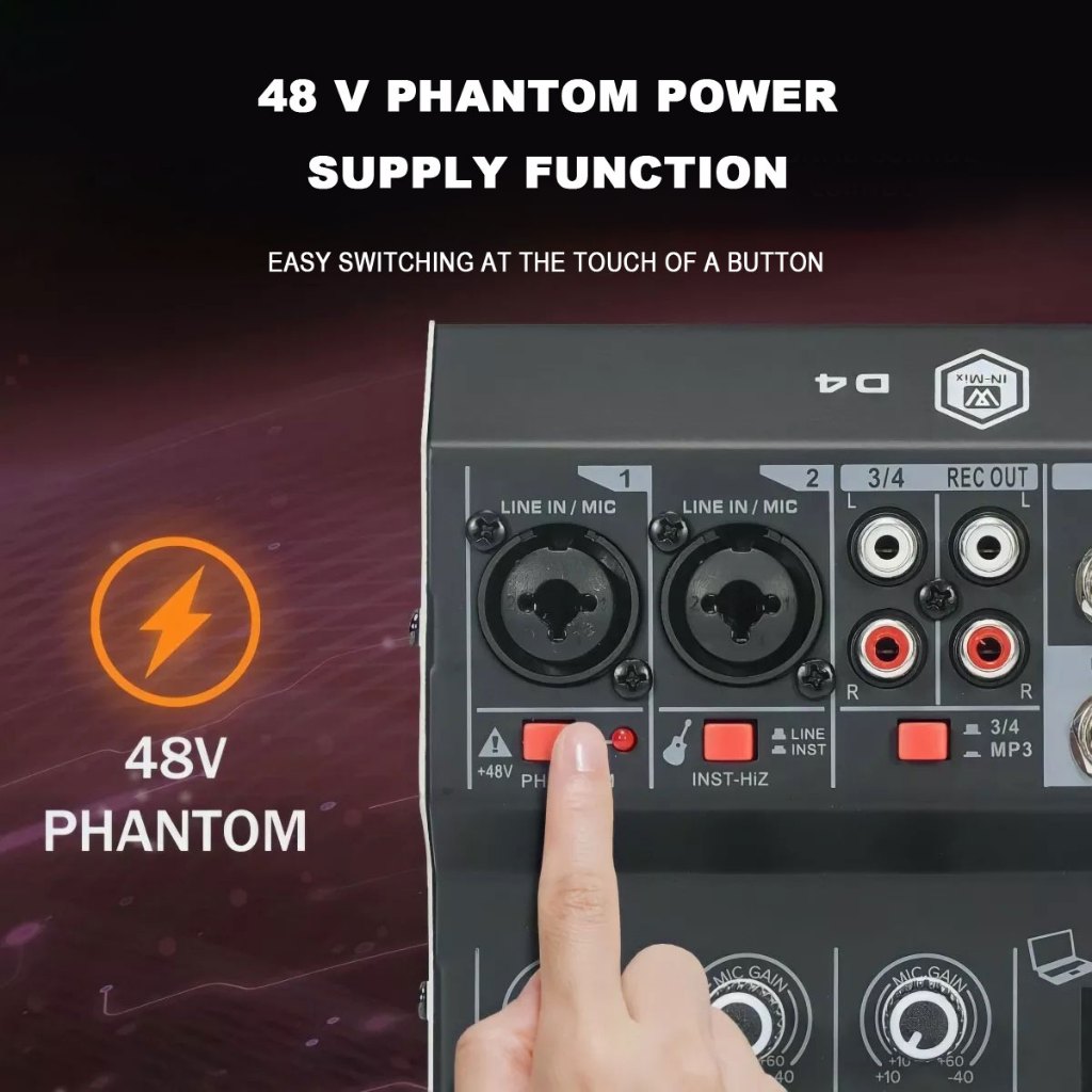 Rising Audio F4A Audio Mixer 4 Channel Mini Audio Mixer Dj Controller Mini Family Ktv Karaoke Mixer