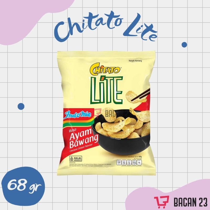 

Chitato Lite Indomie Rasa Ayam Bawang 68 Gr / Snack Potato Chips / Bacan23