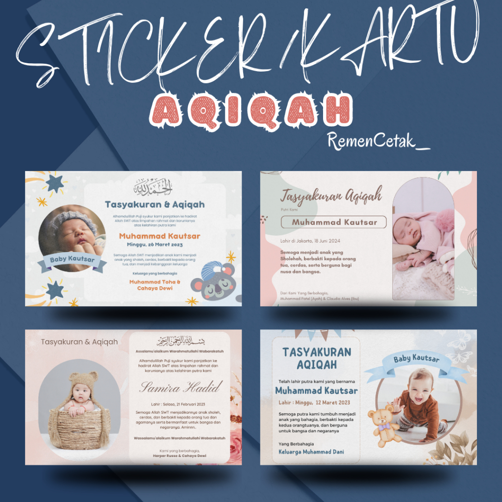 

Sticker / stiker / kartu tasyakuran Aqiqah Anak / Tedhak siten / kelahiran bayi / Bahan Stiker matte doff