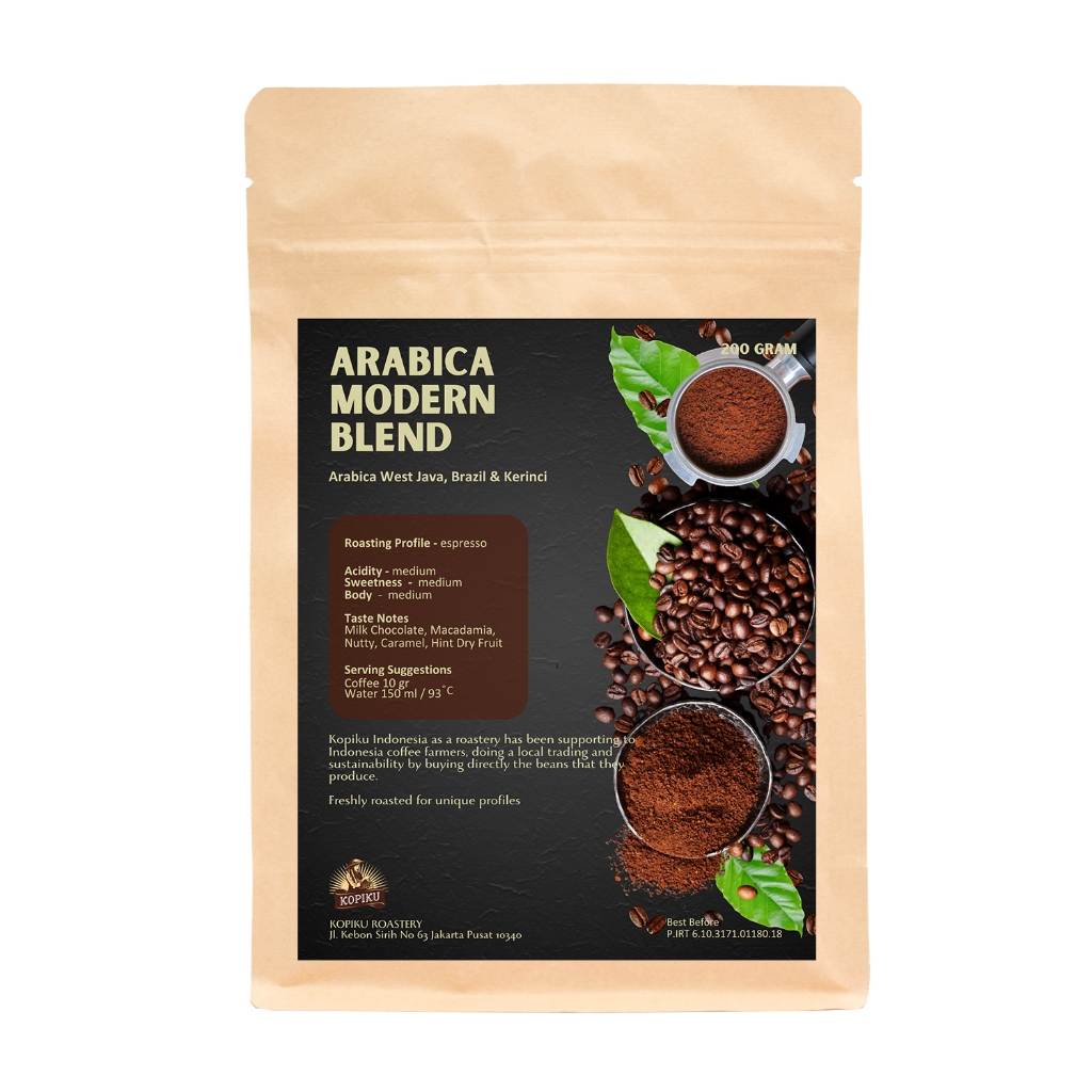 

Biji Kopi Bubuk Arabica Modern Blend / Arabica Robusta 200 gram