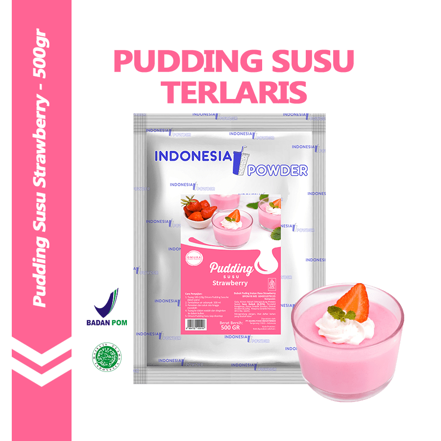 [PUDDING] Pudding Susu Mix Gula Rasa Strawberry / Stoberi 500 Gr Puding Sutra Dessert Instant Omura 