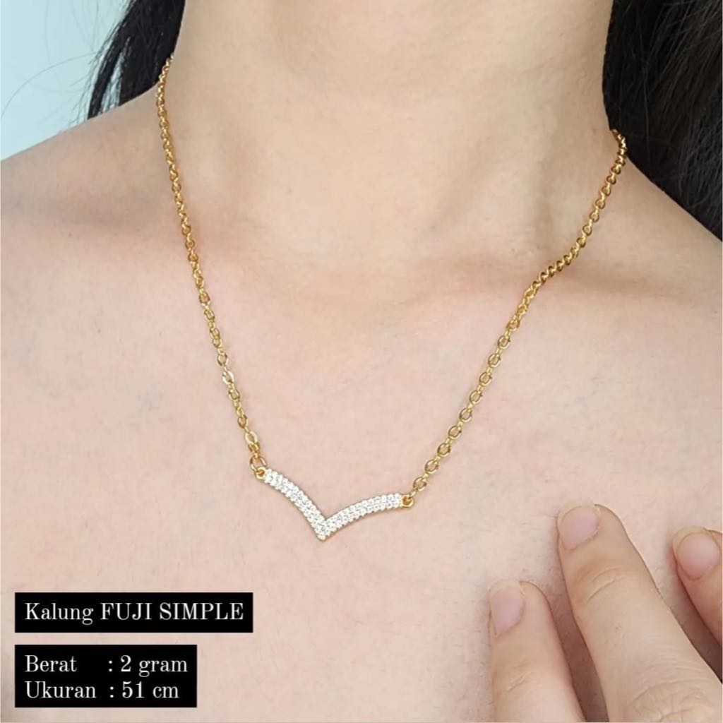 Kalung Fuji Simple Dewasa 2 Gram Emas Muda Panjang 51cm