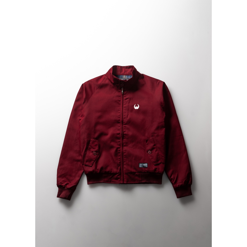 PHILLIP WORKS PHILLIPWORKS JACKET JAKET HARRINGTON HARINGTON CASUAL BRITISH CULTURE MERAH RED MAROON