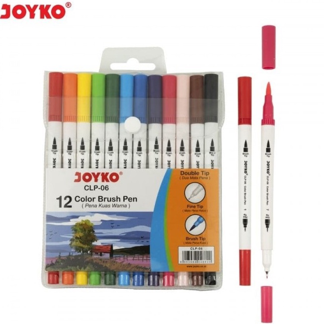 

6tKirim Langsung Joyko Color Brush Pen double tip Set 12warna CLP6 Z74