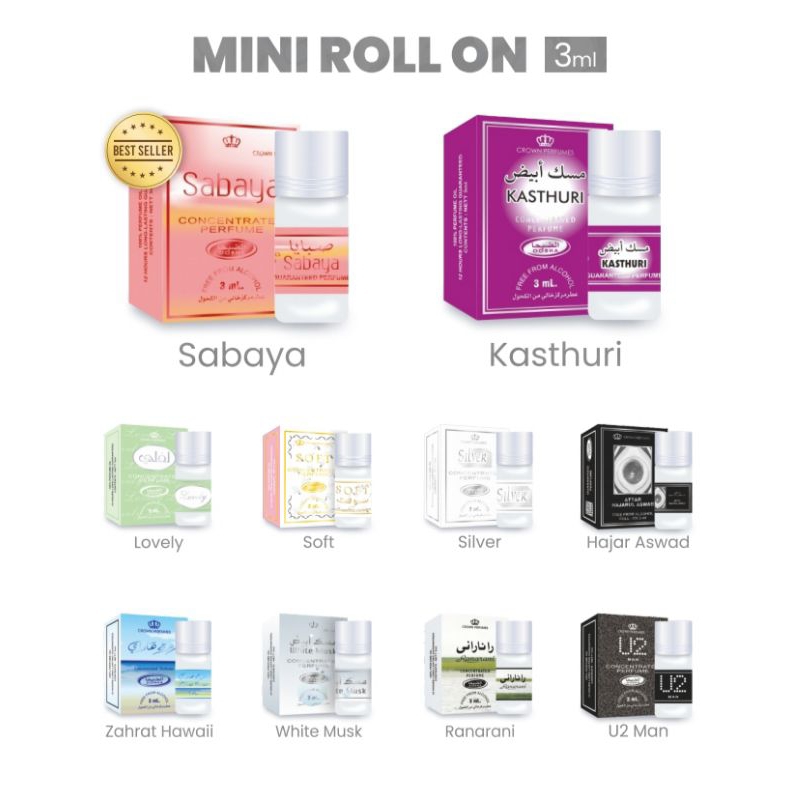 Perlusin isi 12Pcs/Botol Parfum DOBHA Roll On Kemasan 3ml 100%Original Non Alcohol Bisa Campur Varia