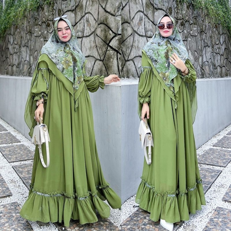 shizuka syari by aldisa / gamis set khimar motif