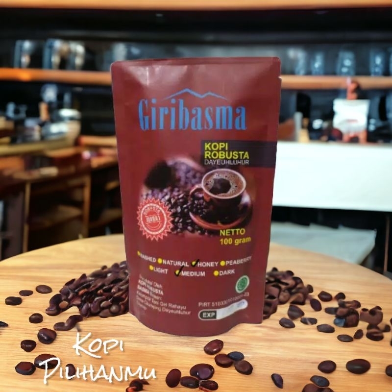 

kopi robusta/Giribasma 100gr-dayeuhluhur/juara-High quity-organik 100% biji kopi merah murni pilihan