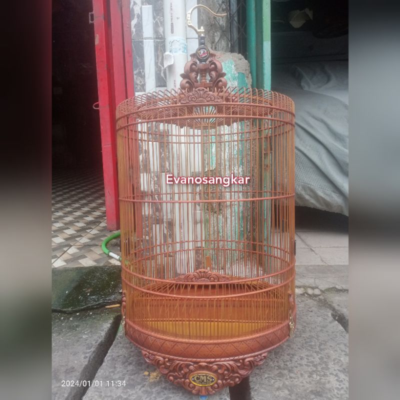 SANGKAR/KANDANG BURUNG NO 2 KAYU JATI UKIR