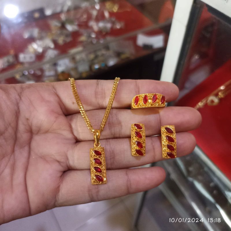 set perhiasan alpaka bali lapis emas