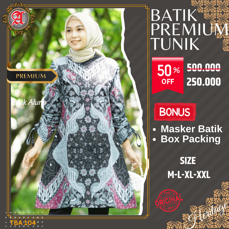 Dress Batik Wanita Dewasa Lengan Panjang Atasan Tunik Baju Batik Cewek Premium Modern Mewah Model El