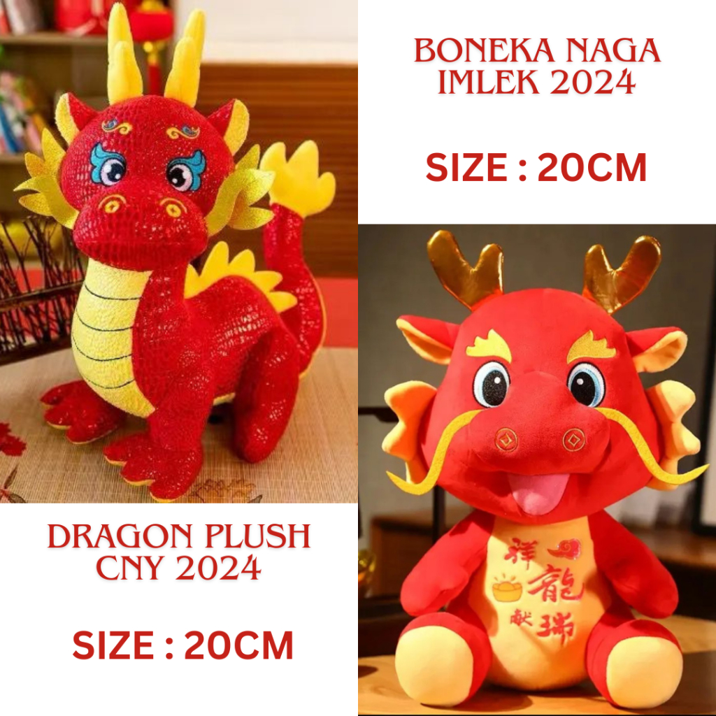 Boneka naga imlek 2024 dragon plush 20cm CNY sincia