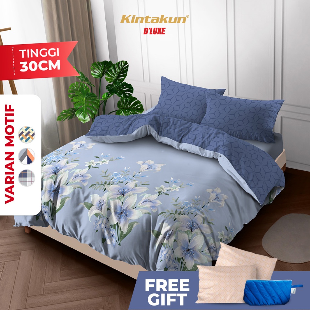 Kintakun Bedcover Set Fitted 160x200 Tinggi 30cm Seprai Queen Aesthetic Dluxe Microtex - Multivarian