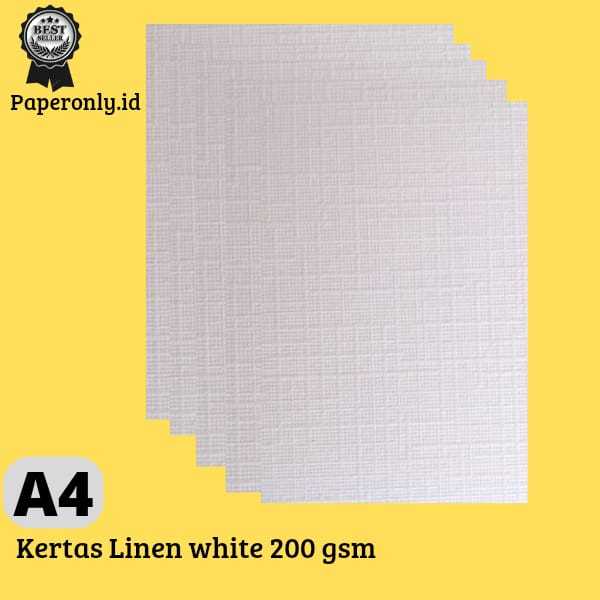 

Kertas Linen Putih 200 gsm A4 F4 50 Lembar
