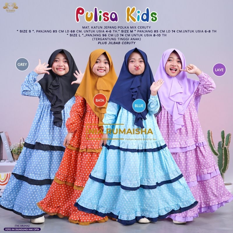 One Set Katun Jepang Plus Jilbab || Pulisa Kids By Nia Rumaisha