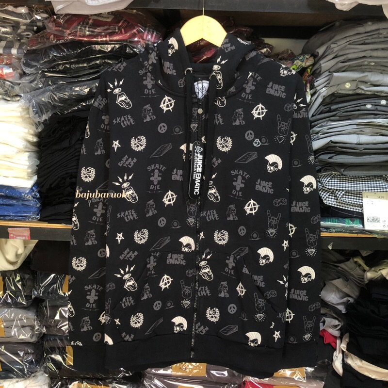 ZIPPER HOODIE JUICE EMATIC KNUP BLACK