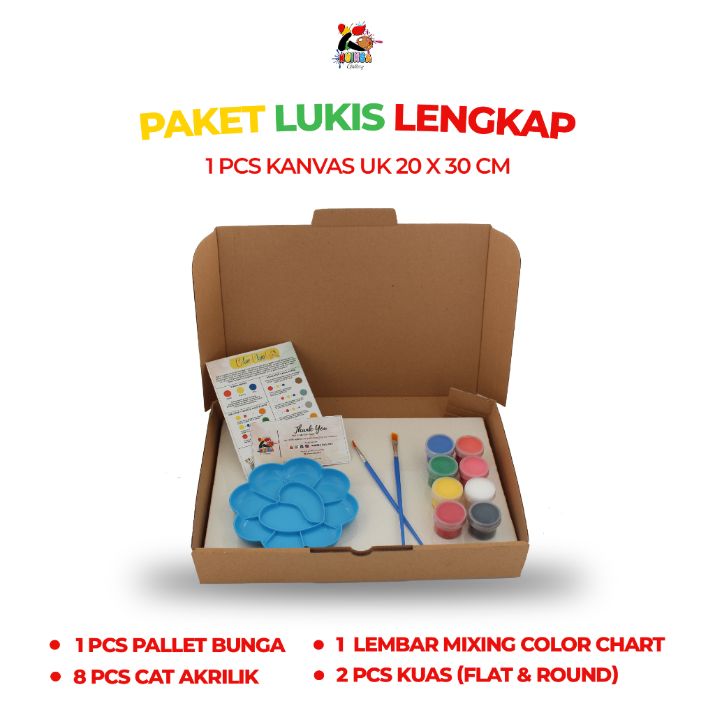 

RK Kuinsa Gallery Set Kanvas Lukis 20 x 30cm (8 Cat Akrilik & 2 Kuas Brush) Mixing Palette