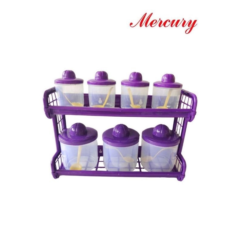 Mercury Kitchen Set Tempat Bumbu 7 in 1 Rak Bumbu Dapur Gantung Dengan 8 Wadah GRATIS Sendok Plastik