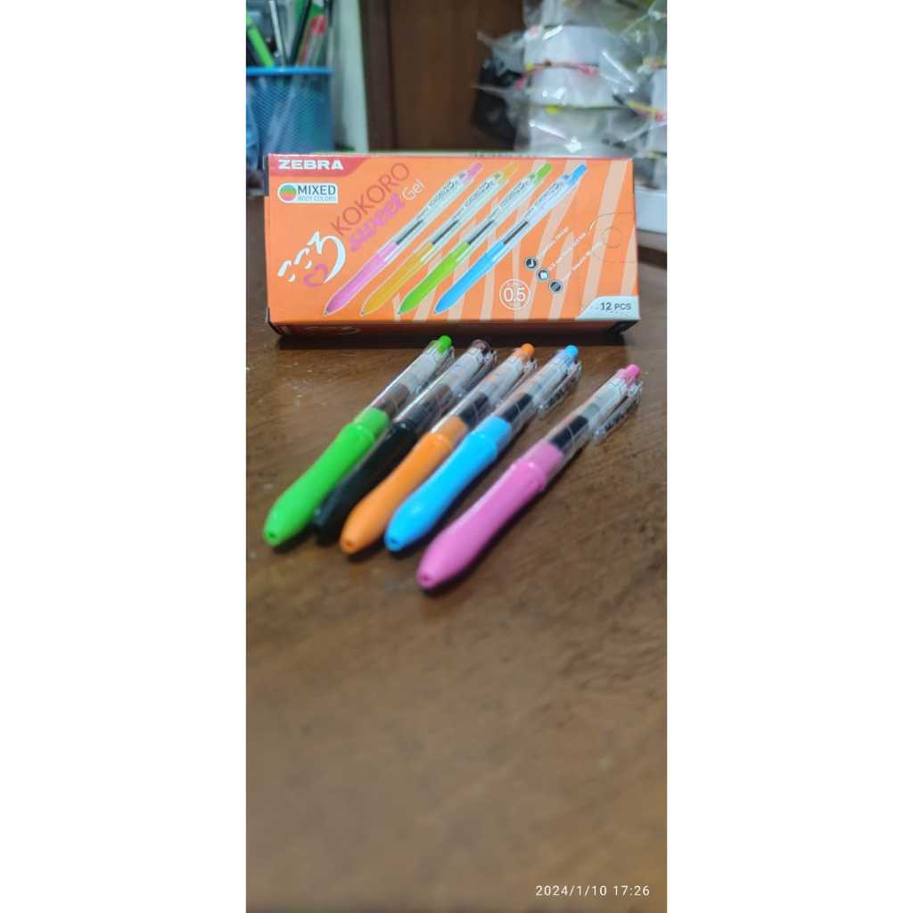 

(6 PCS) Pulpen Gel Zebra Kokoro 0,5 mm/ Bolpoint Gel Zebra kokoro 0,5 mm / Pen Gel Zebra Kokoro 0,5 mm