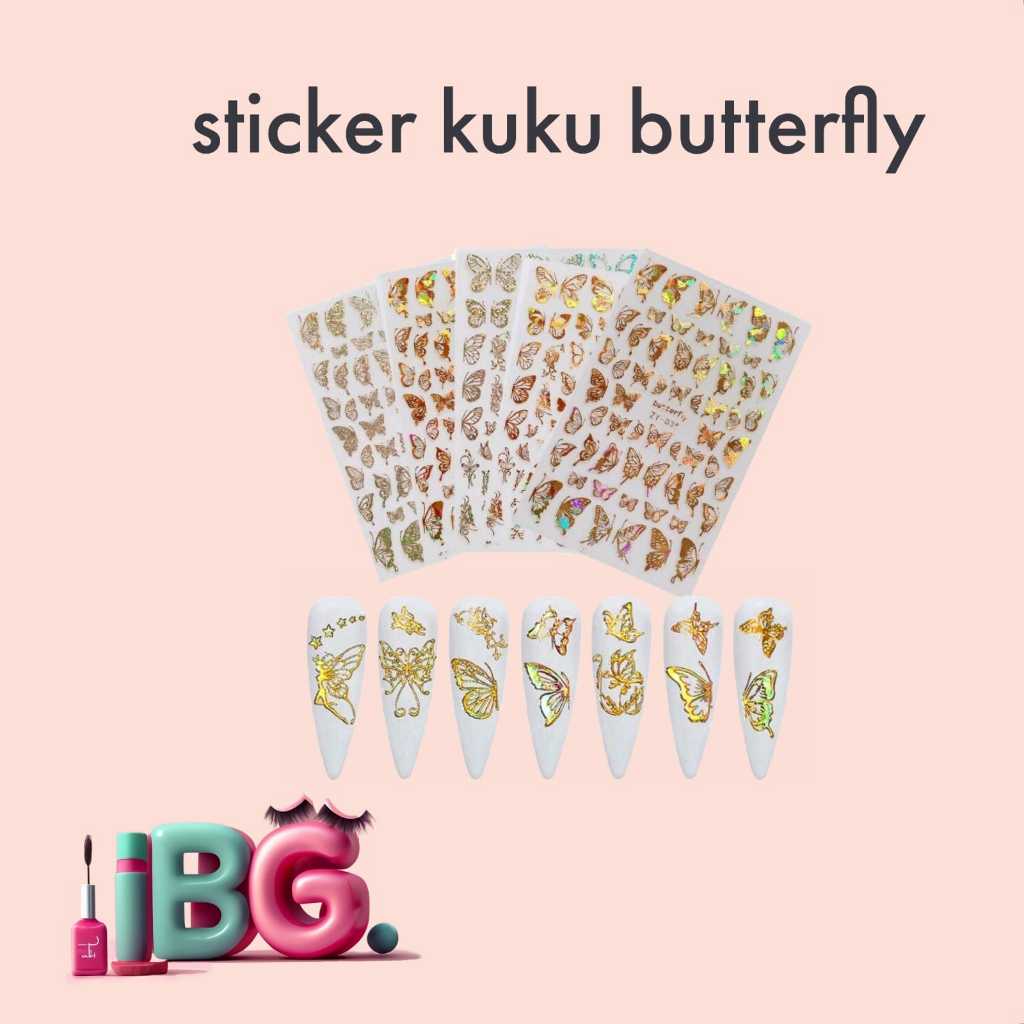 Sticker Kuku Nail Art / Sticker Kuku Kupu Kupu / Hiasan Kuku Nail Art / Stiker Panda / Stiker Garis / Stiker  / Stiker Nail Art