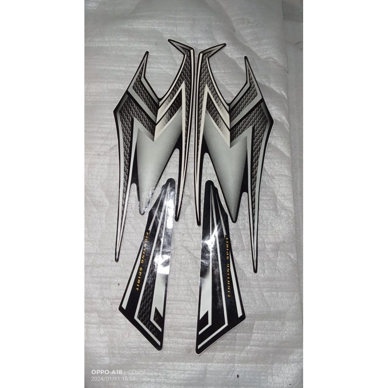 Striping stiker body kanan kiri full set RX King RXK Tahun 2004 warna hitam silver 2 Original Santac