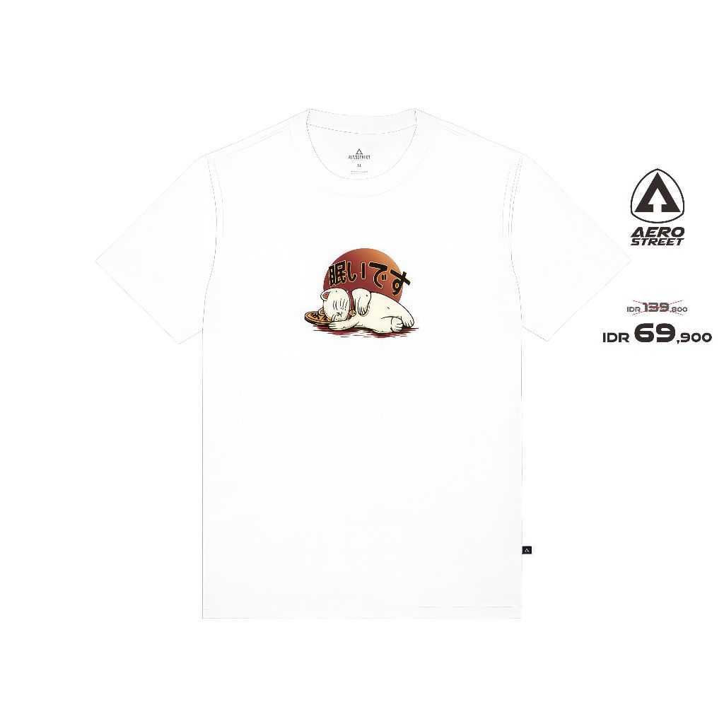 Baju Kaos Aerostreet T Shirt Lucky Neco Putih Kaos T-Shirt T-Shirt ABBAA