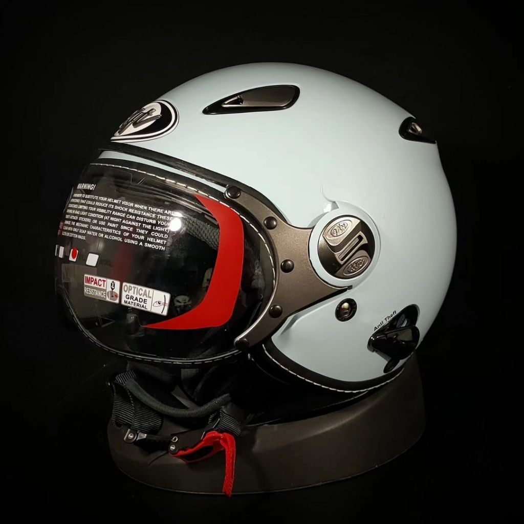 HELM KYT ELSICO STEEL BLUE ORIGINAL MURAH HELM VESPA KYT ELSICO BLUE STEEL ORIGINAL MURAH HELM TOURI