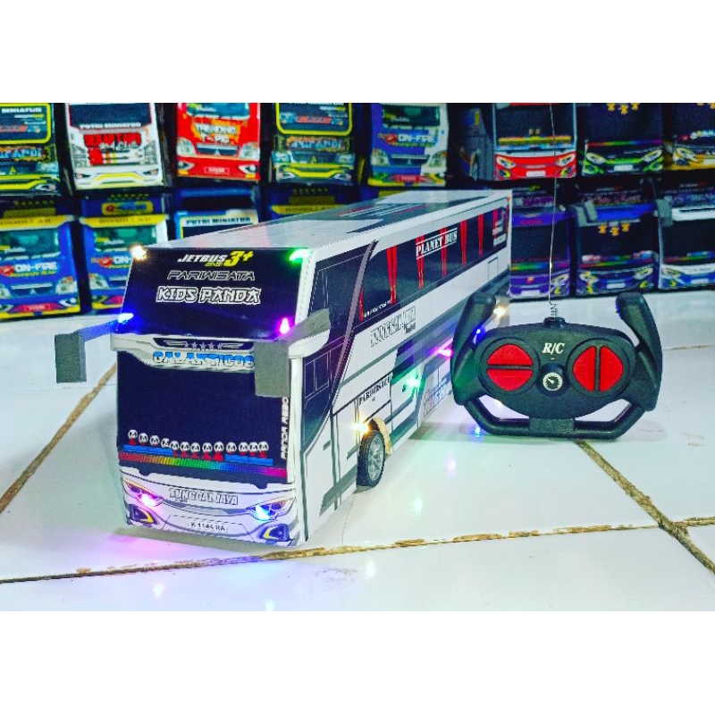 miniatur bus kids panda remot kontrol telolet basuri full lampu