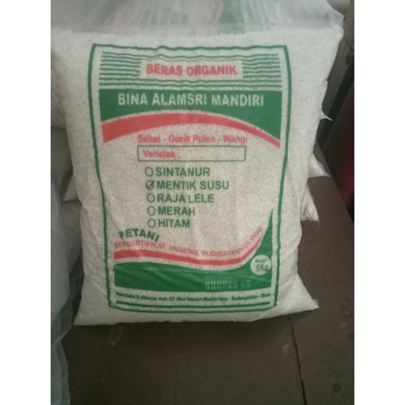 

Beras Menthik Susu Organik bina alamsri mandiri 5kg