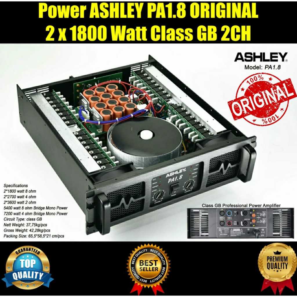 POWER ASHLEY PA 1.8 PA1.8 PA 18 PA18 PA 1 8 ORIGINAL CLASS GB 2CH 3600 WATT