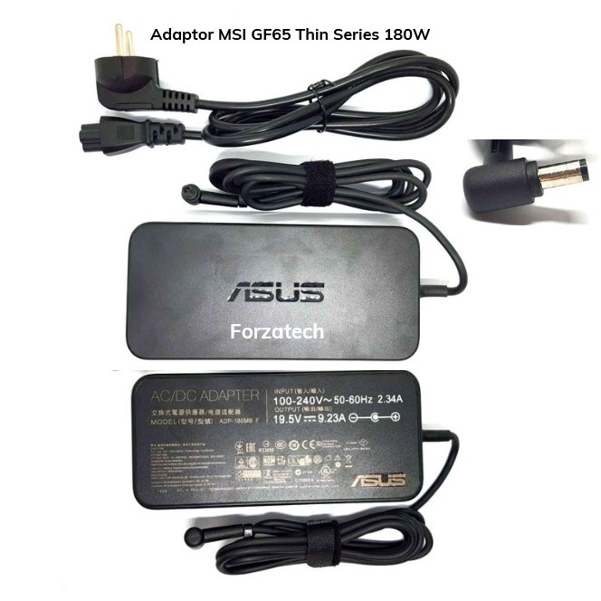 Charger Adaptor Laptop MSI GF65 Thin Series 180W New Bergaransi