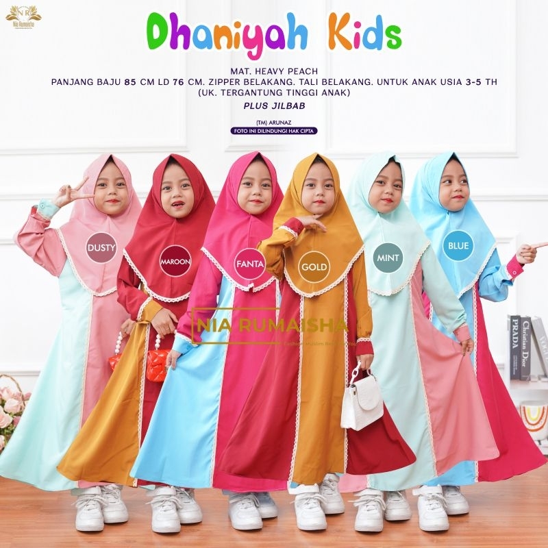 One Set Heavy Peach Plus Jilbab || Dhaniyah Kids By Nia Rumaisha
