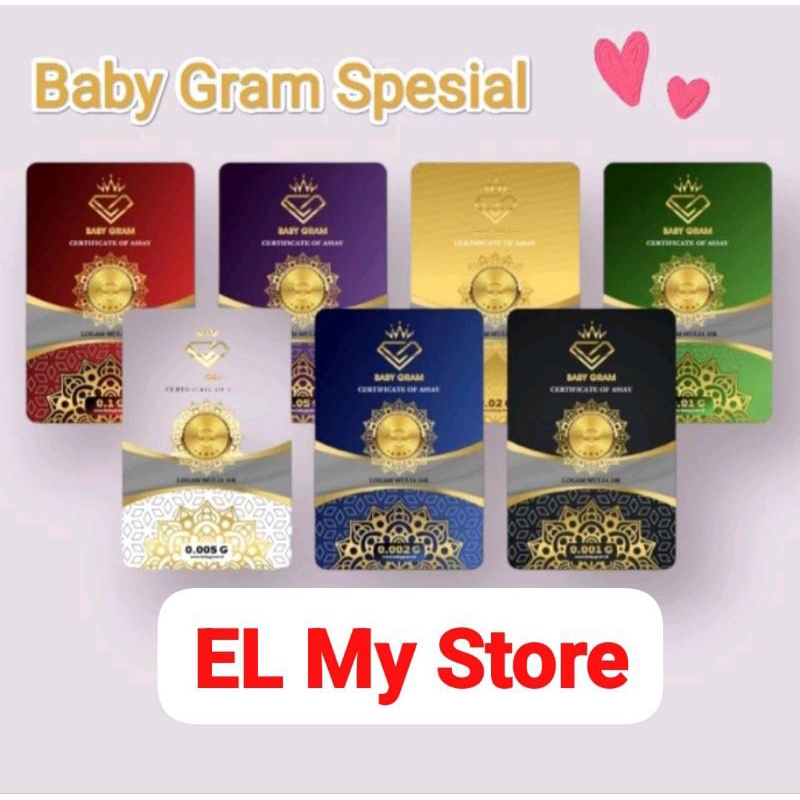 Baby Gram Baby Gold Emas Mini Gold 0.02, 0.05 &  0.1 gram. Logam Mulia 24 karat