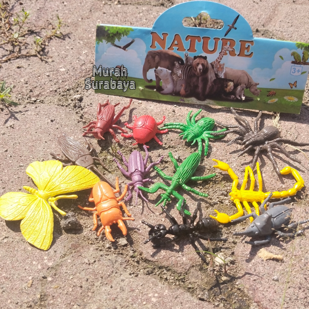 Mainan Binatang Karet Serangga Kecil YX066 | Set Mainan Serangga Kupu Kupu Laba Laba Dan Kecoa Macam