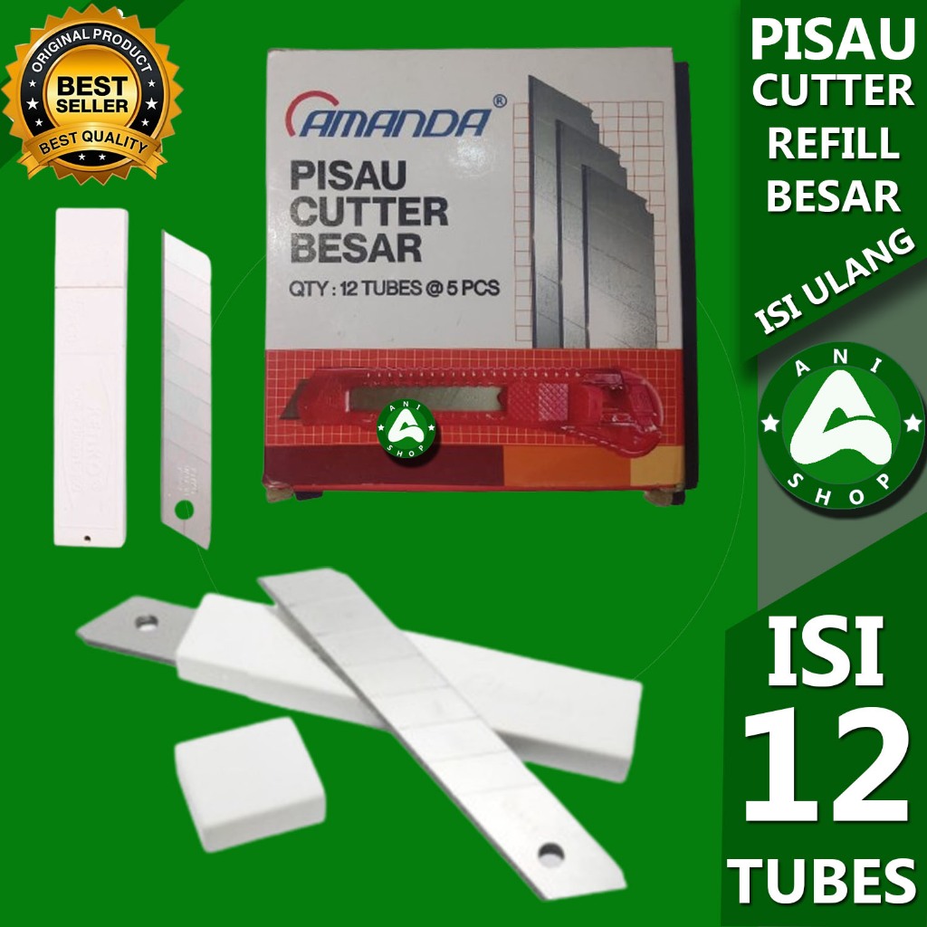 

ISI ULANG KATER CUTTER BESAR 1 PAK ISI 12 TUBES x 5 pcs ani shopp