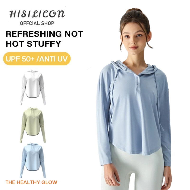 HISILICON Baju Jogging Wanita Hoodie Lari Wanita Baju Gym Wanita Hijab Ukuran Besar Atasan Olahraga