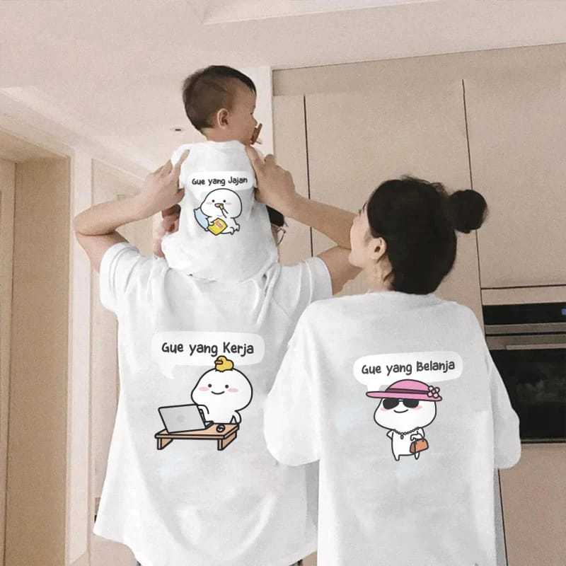 Kaos Couple Family/Keluarga Free Custom Tulisan PENTOL JAJAN KERJA BELANJA