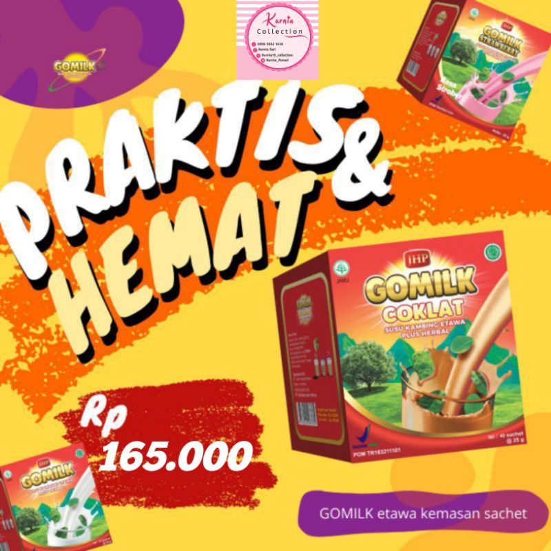 

Gomilk Sachet 1 Box Isi 40 Sachet 1kg / Susu Kambing Etawa Plus Herbal