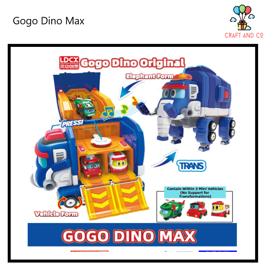 Gogo dino base Max Elephant Transformation /launch base set LDCX kado anak