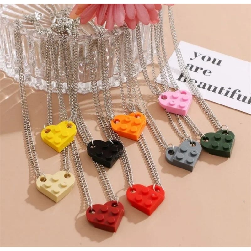 1 pcs - kalung couple / kalung lego hati / kalung pasangan / kalung hati