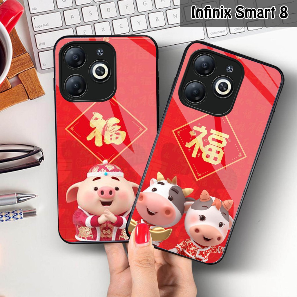 Case Kaca Imlek Glossy infinix smart 8 - Case Hp  infinix smart 8 - Case Keren  infinix smart 8 - Ca