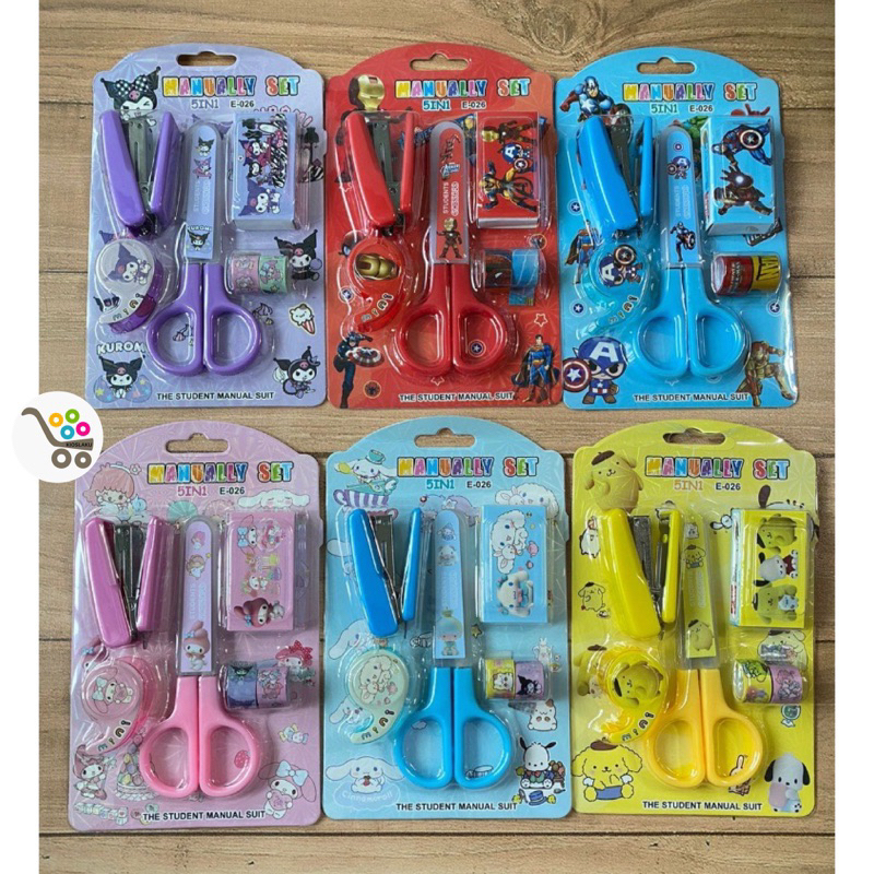 

Set 5in1 Gunting Karakter / Set Alat Gunting Alat Tulis / Gunting Mrvel / Alat tulis Mrvel Ironman Captain Amrica