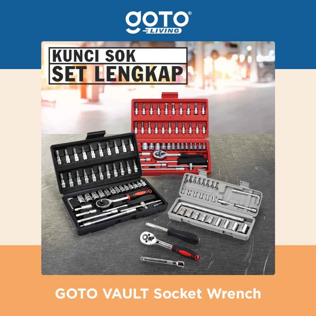 Goto Vault Socket Wrench Kunci Sok Set 27 46 Pcs Lengkap Multifungsi