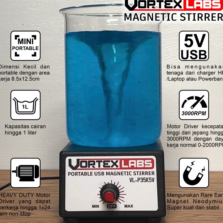 SUO VORTEXLAB Magnetic Stirrer Portable Magnetic Mixer Vortex Mixer pengaduk Cairan Lab  Essential O