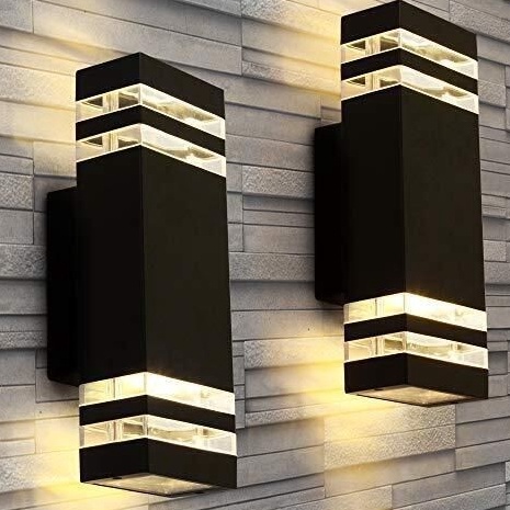 lampu dinding tempel hias taman pilar teras outdoor dua arah kotak segi  Bayar Di Tempat