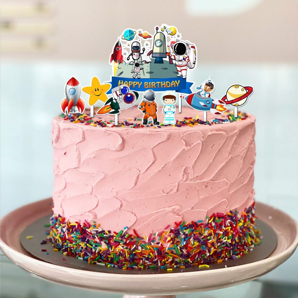 Topper cake Astronot luar angkasa hiasan kue