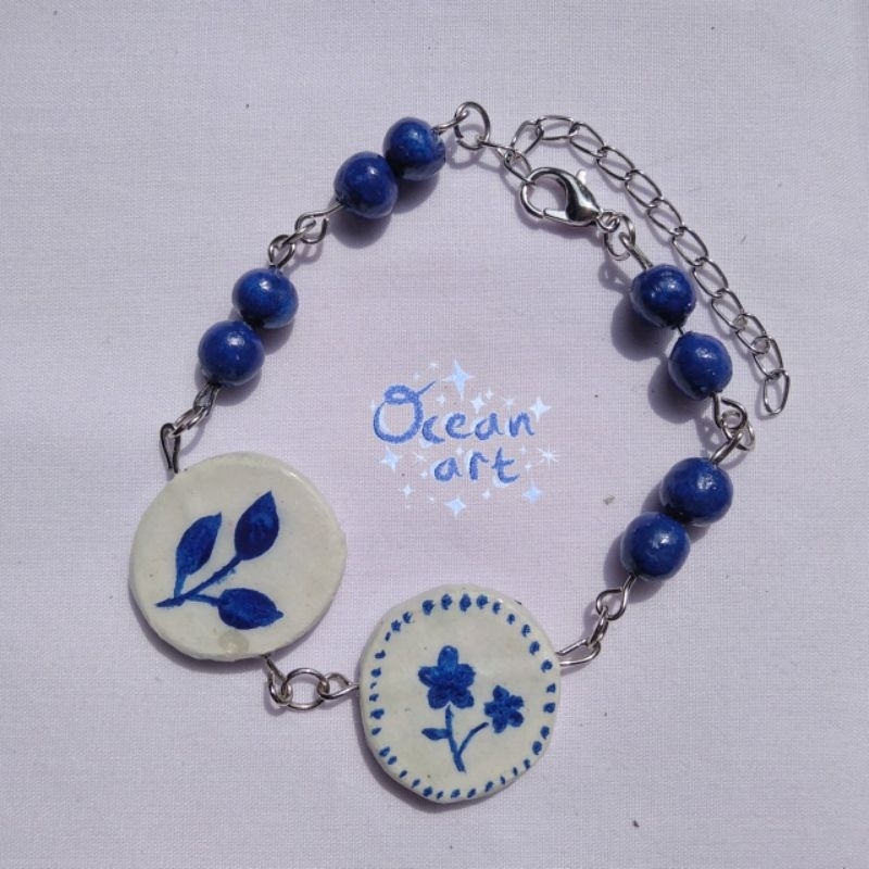 “floreblu” clay bracelet / gelang tanah liat handmade